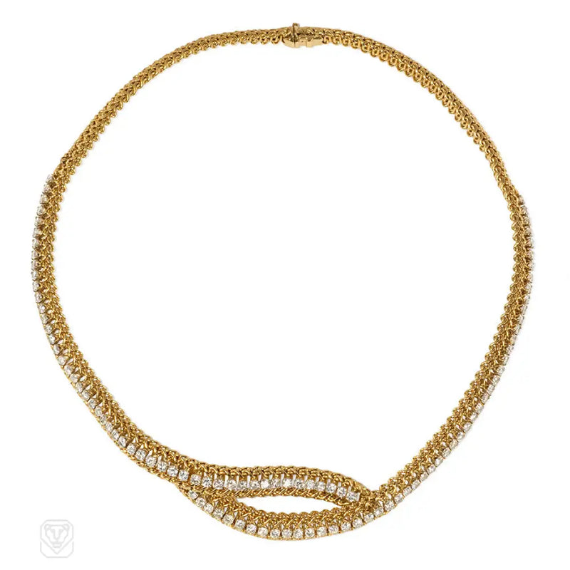 Woven Gold And Diamond Necklace France