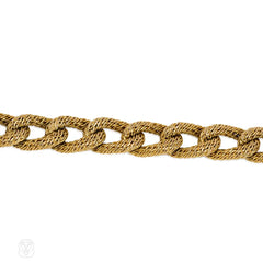 Woven gold curblink bracelet, France