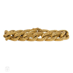 Woven gold curblink bracelet, France